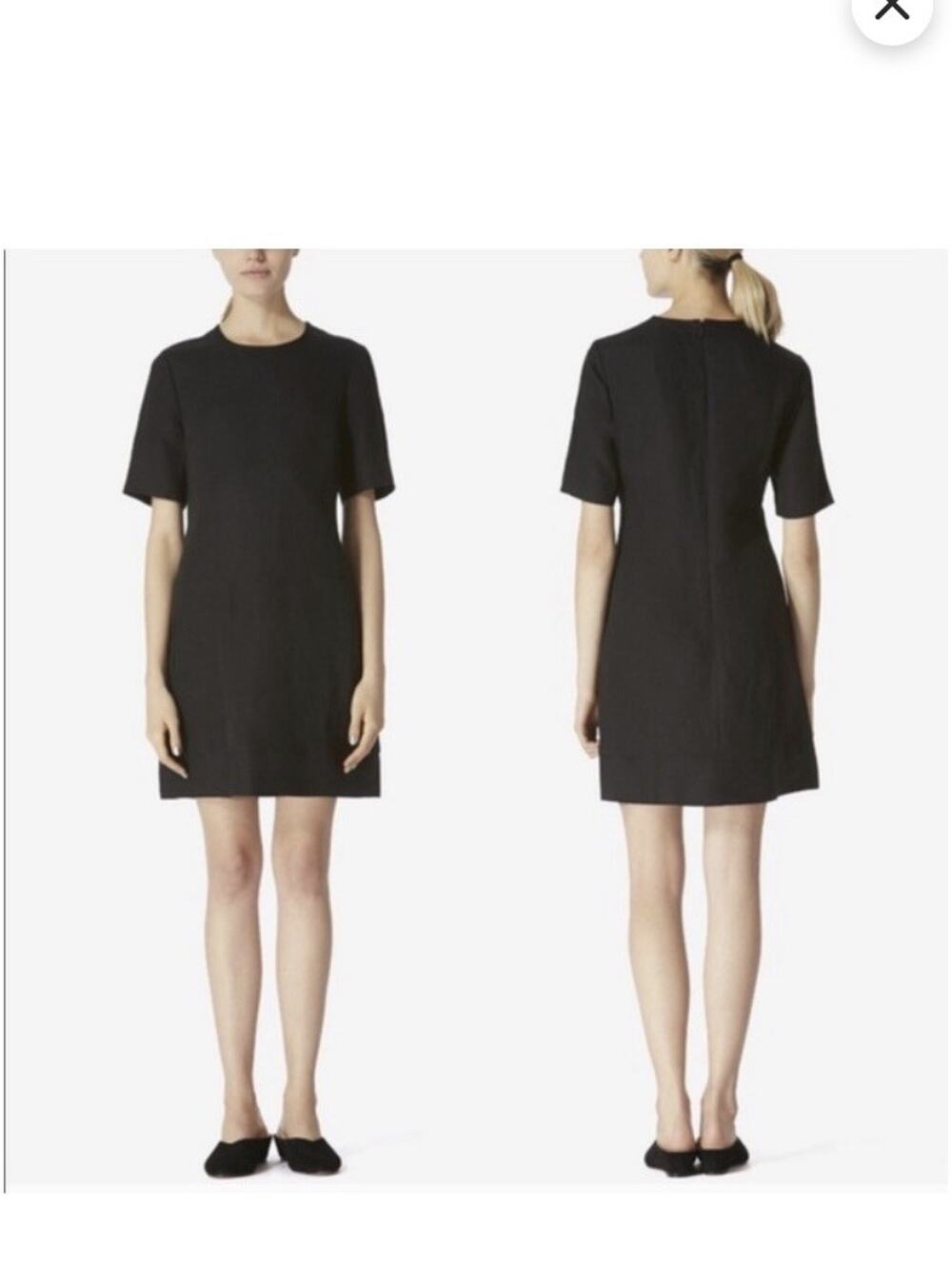 NWT Avec Les Filles XL Black Linen Blend Shift Mini Dress Minimalist $128